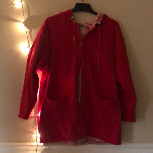 Red long sweater with hood - Picture 1 of 3